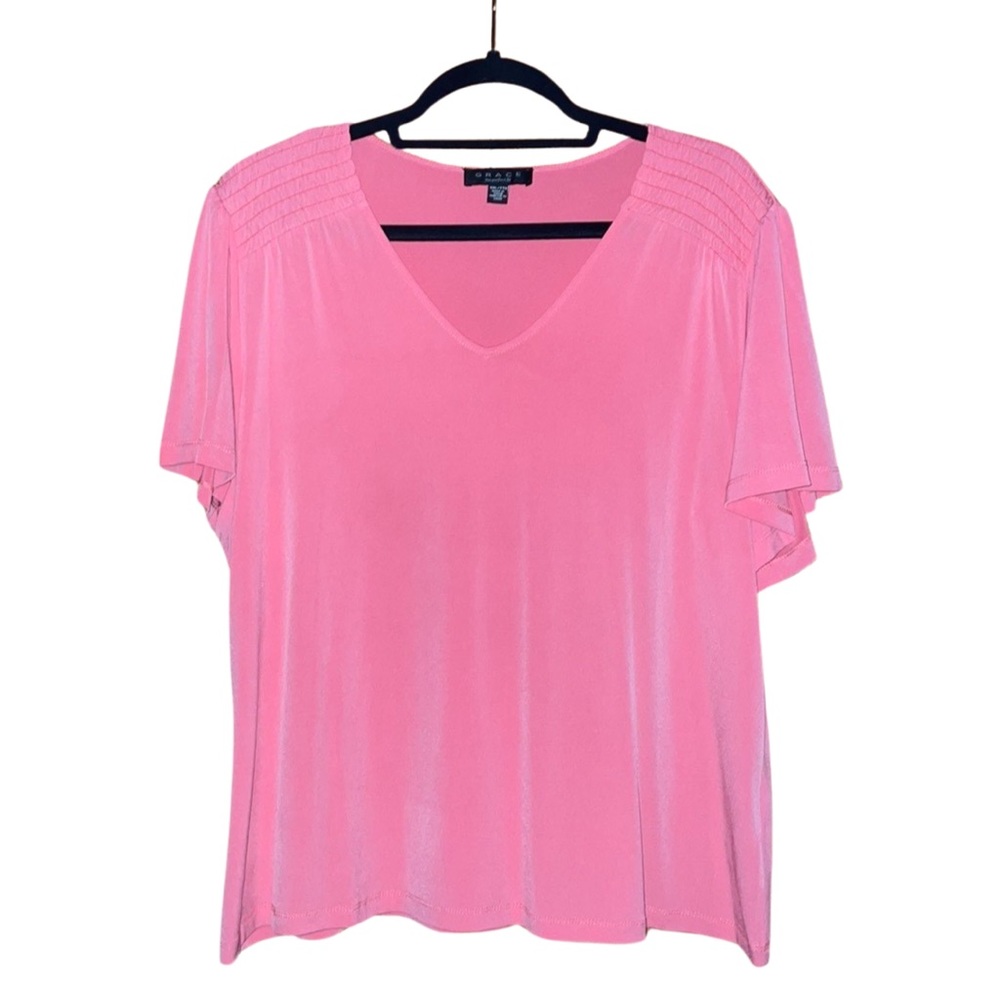NWOT Grace V-Neck Blouse - Coral - Size XXL